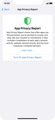 Press Turn On App Privacy Report to turn on the function.