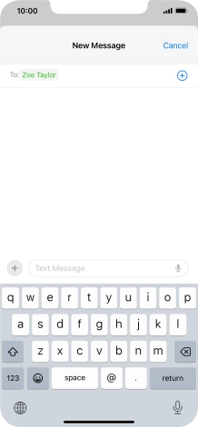 Press the text input field and write the text for your text message.