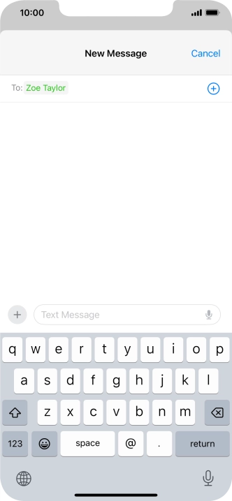 Press the text input field and write the text for your text message.