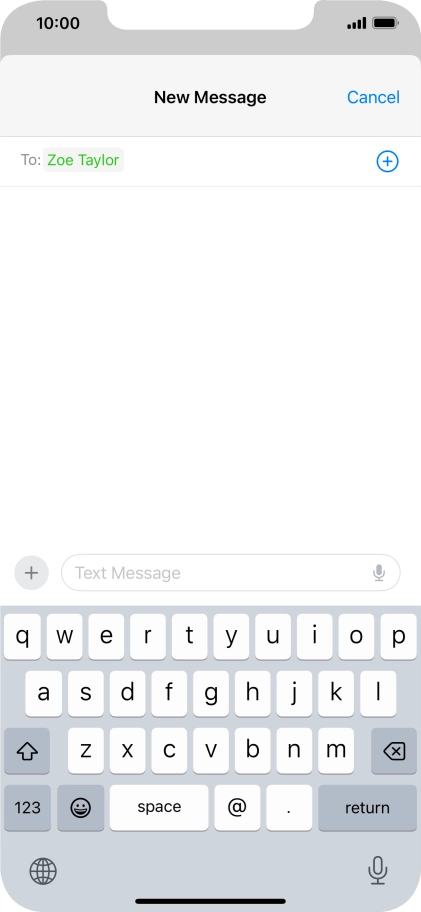 Press the text input field and write the text for your text message.