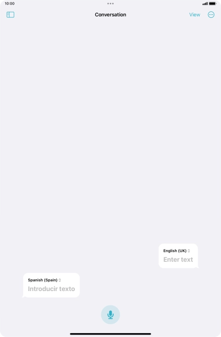 Press the microphone icon and say the required word or sentence.