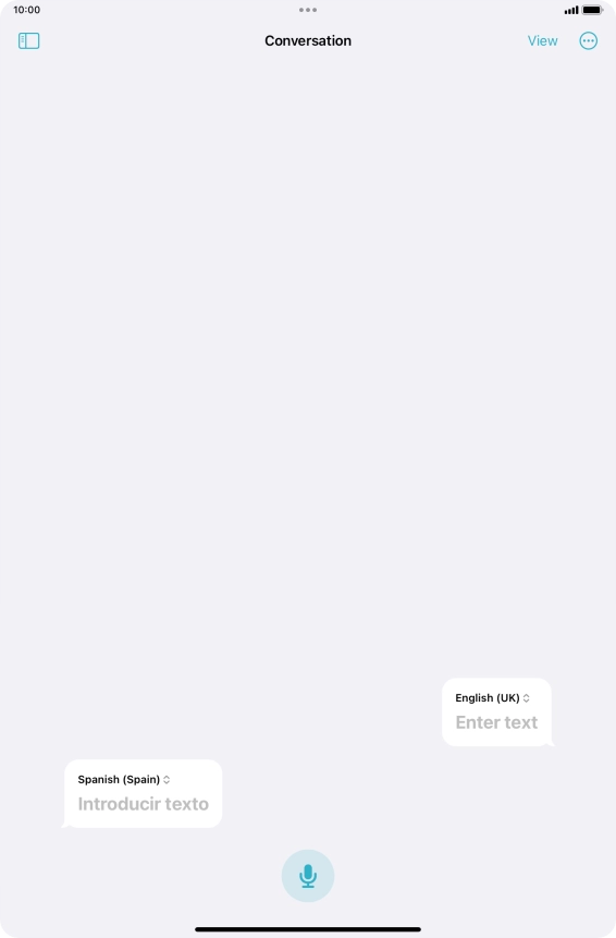 Press the microphone icon and say the required word or sentence.