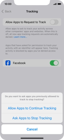If you turn off the function, press the required setting.