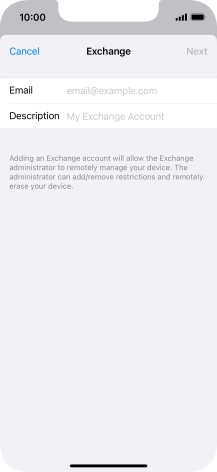 Press Email and key in your email address.