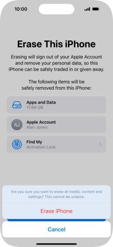 Press Erase iPhone.