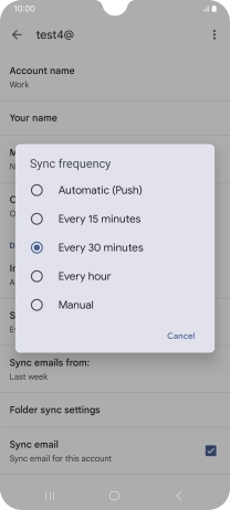 Press the required setting.
