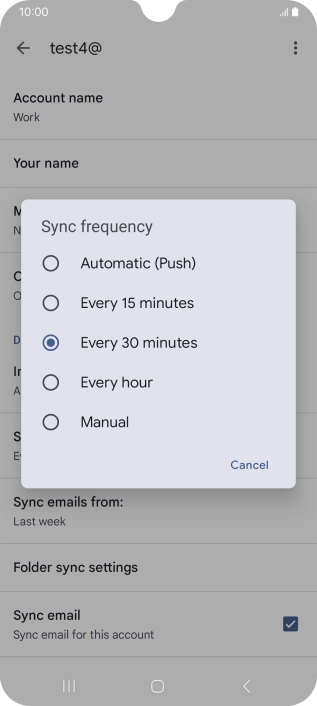 Press the required setting.