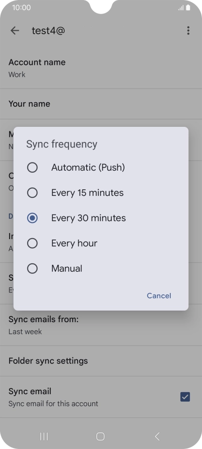 Press the required setting.