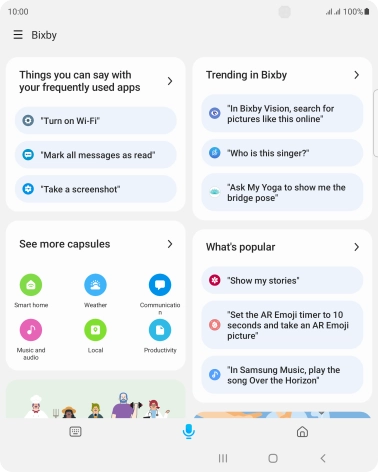 Say, in your own words, what you would like your phone to do, e.g.: CAMERA, CALL [contact], SEARCH THE WEB FOR [information].