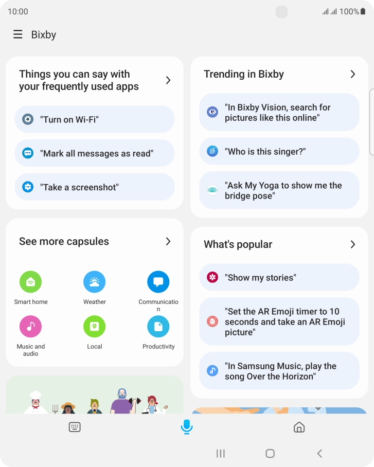 Say, in your own words, what you would like your phone to do, e.g.: CAMERA, CALL [contact], SEARCH THE WEB FOR [information].