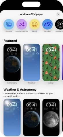 Press the required category and follow the instructions on the screen to select the required background image.