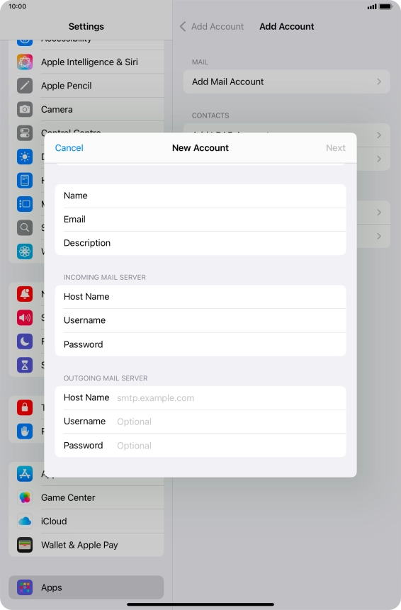 Press Host Name and key in the name of your email provider's outgoing server.