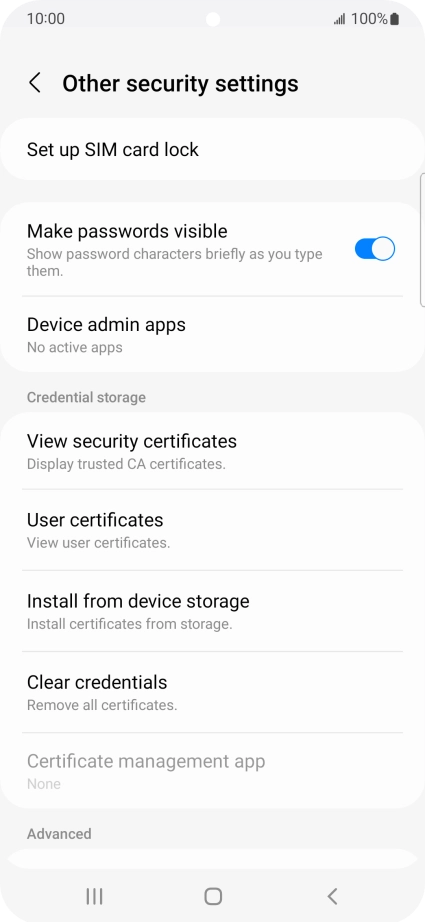 Press Set up SIM card lock. Press Set up SIM card lock.