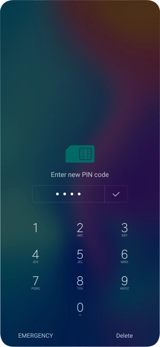 Key in a new four-digit PIN and press the confirm icon.