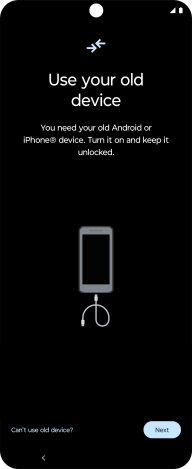 Press Can't use old device?.