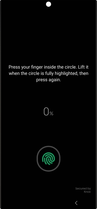 Follow the instructions on the screen to create the phone lock code using your fingerprint. Follow the instructions on the screen to create the phone lock code using your fingerprint.