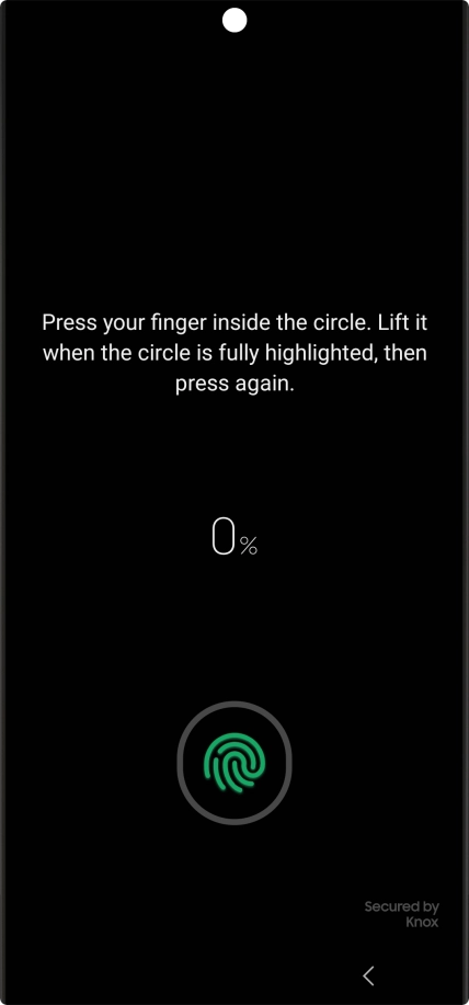 Follow the instructions on the screen to create the phone lock code using your fingerprint. Follow the instructions on the screen to create the phone lock code using your fingerprint.