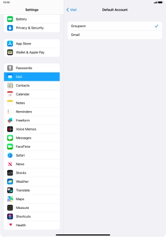 Press the required email account to select the email account as your default account.