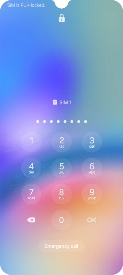 Key in the PUK and press OK.