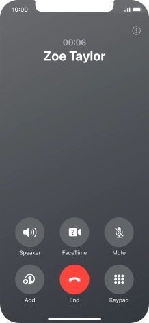 Press the end call icon to end the call and return to the home screen.