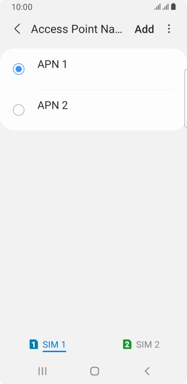 Press the field next to the data connection to activate it.