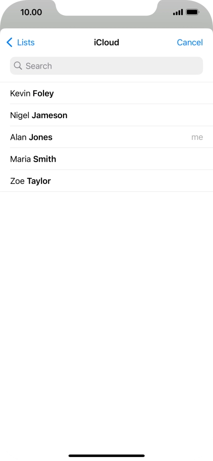 Press the required contact.