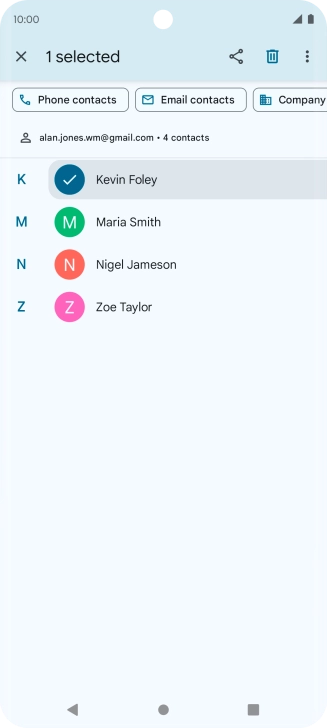 Press the required contact.