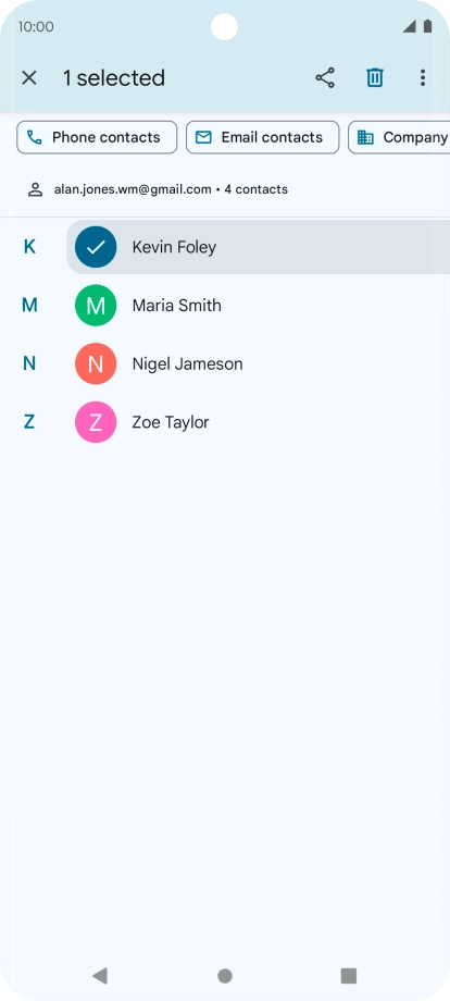 Press the required contact.