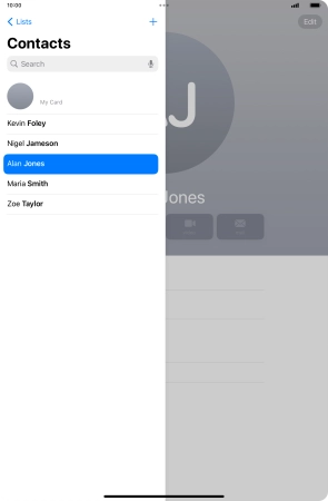 Press the required contact.