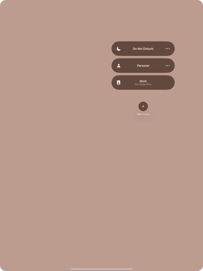 Press the required focus mode to activate or deactivate it immediately.