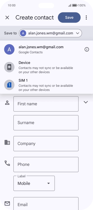 Press the required Google account.