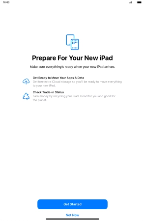 Press Get Started and follow the instructions on the screen to select the required settings and back up the tablet memory to iCloud. Once you've received your new iPad, you'll be able to restore the content of the iCloud backup. Press Get Started and follow the instructions on the screen to select the required settings and back up the tablet memory to iCloud. Once you've received your new iPad, you'll be able to restore the content of the iCloud backup.