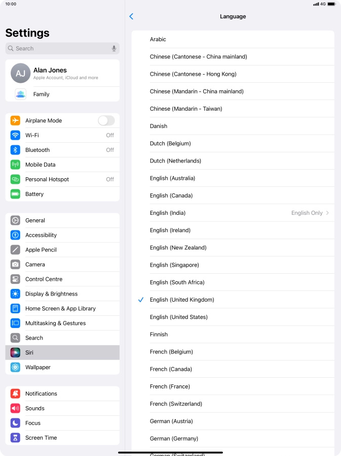 Press the required language.