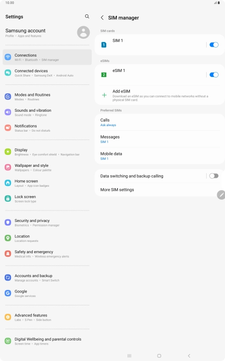 Press the required eSIM.