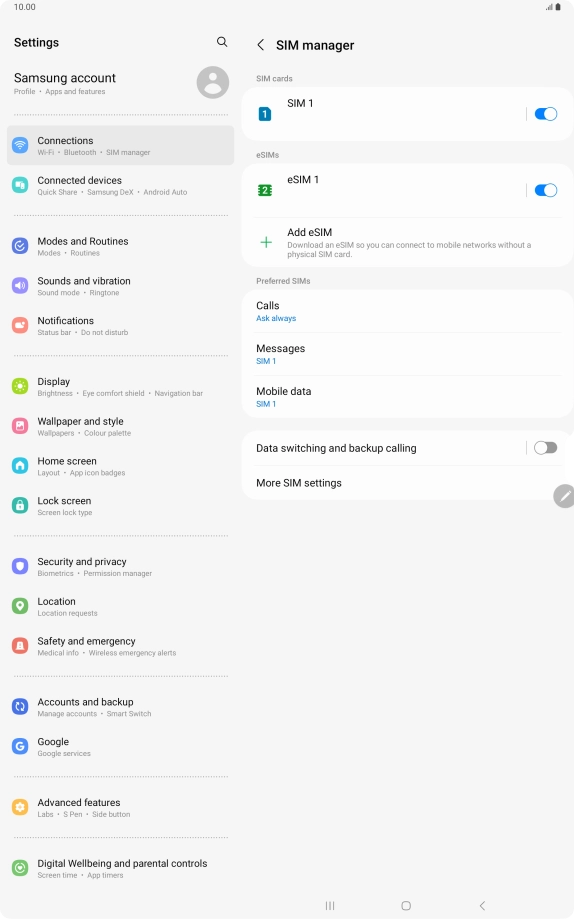 Press the required eSIM.