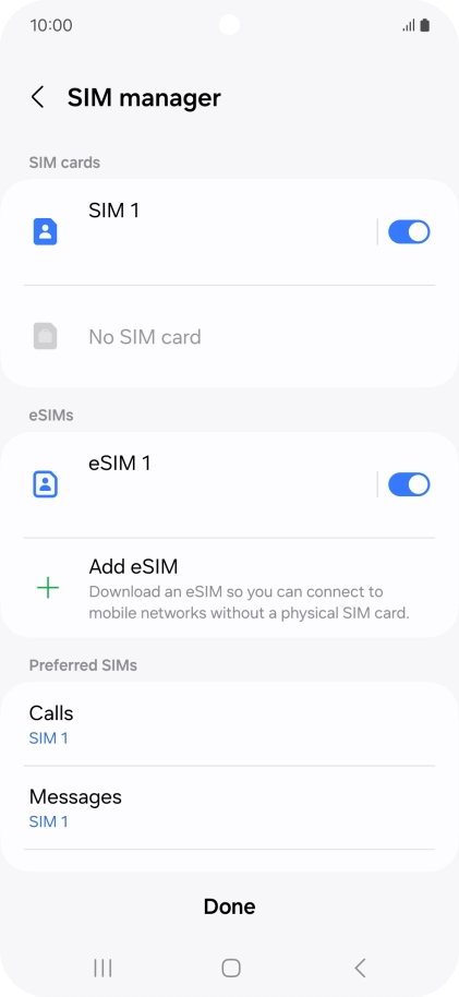 Press the required eSIM.