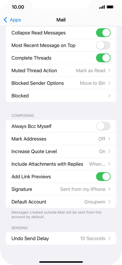 Press Default Account.