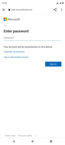 Press Password and key in the password for your email account.