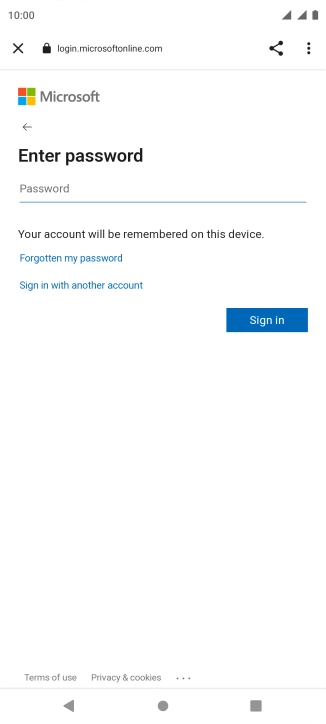 Press Password and key in the password for your email account.