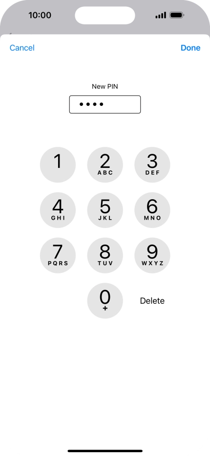 Key in a new four-digit PIN and press Done.