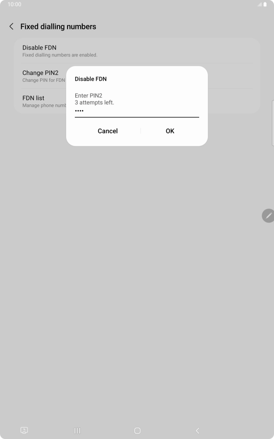 Key in your PIN2 and press OK. The default PIN2 is 1111.
