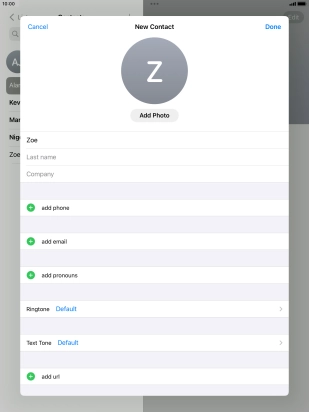 Press Last name and key in the last name.