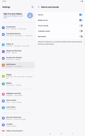 Press the indicators to turn sound and vibration for the selected functions on or off.