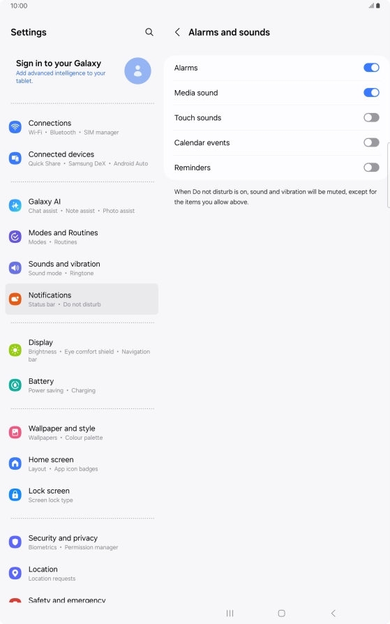 Press the indicators to turn sound and vibration for the selected functions on or off.