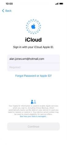 Press Required and key in the password for your Apple ID.