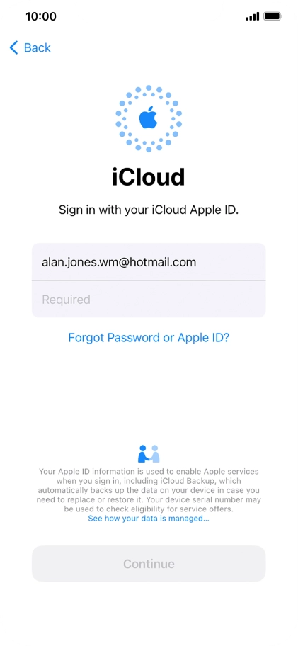 Press Required and key in the password for your Apple ID.