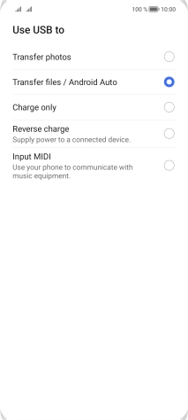 Press Transfer files / Android Auto.