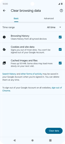 Press Clear data. Press Clear data.