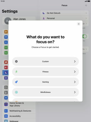 Press the required focus mode and follow the instructions on the screen to add the selected focus mode.
