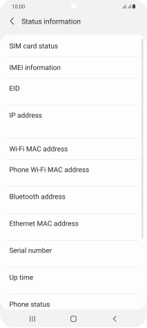Your phone's EID number is displayed below EID.